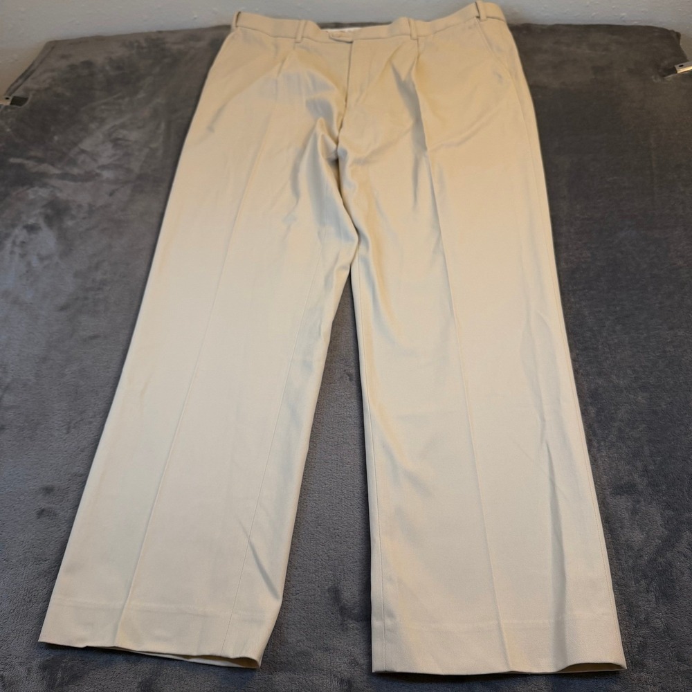 Peter Christian Chino Pants Mens 42 x 31 Beige Pleated Cotton Trousers